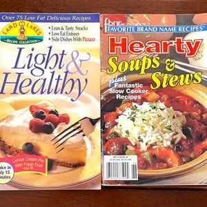 Lot of 2 Softcover Magazine Style Cookbooks - Light & Healthy, Soups & Stews